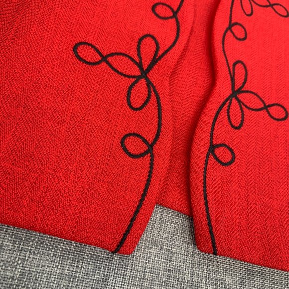 R&K Elegant Red Open Jacket Long Sleeve‎ 100% Polyester Sz 16 Lightweight - Picture 4 of 11